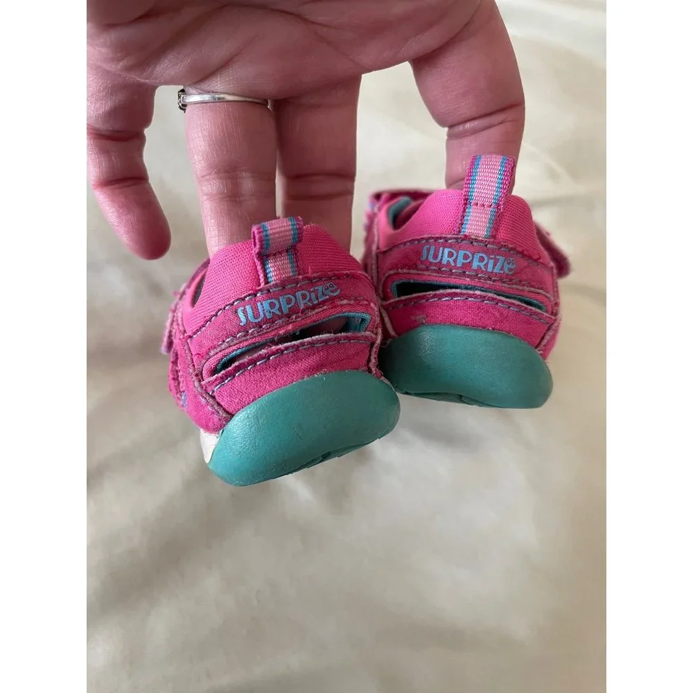 Surprise Toddler Girls Pink / Green Tennie Style Sandals